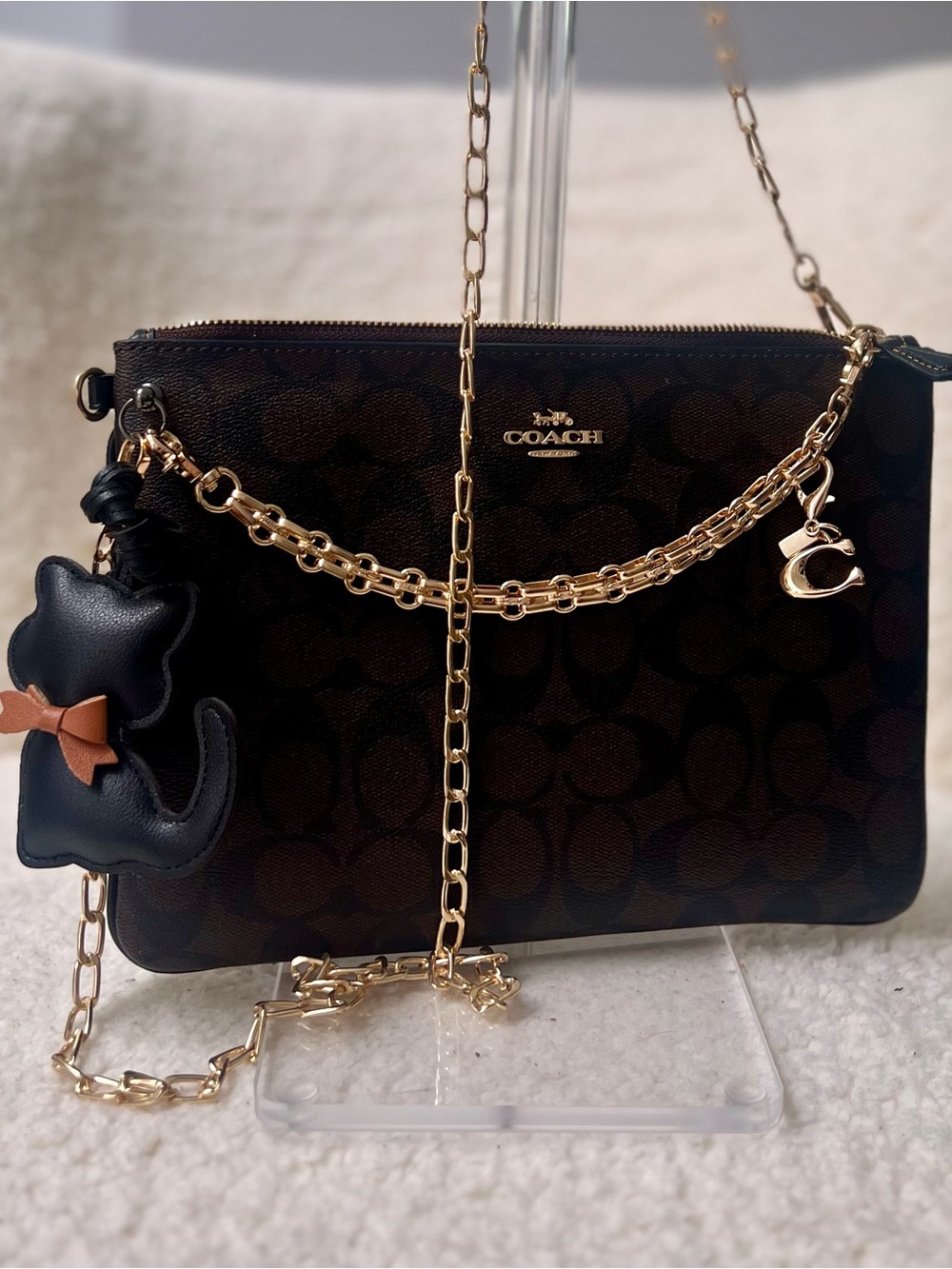 Coach Brown Signature Converted Crossbody with Charms